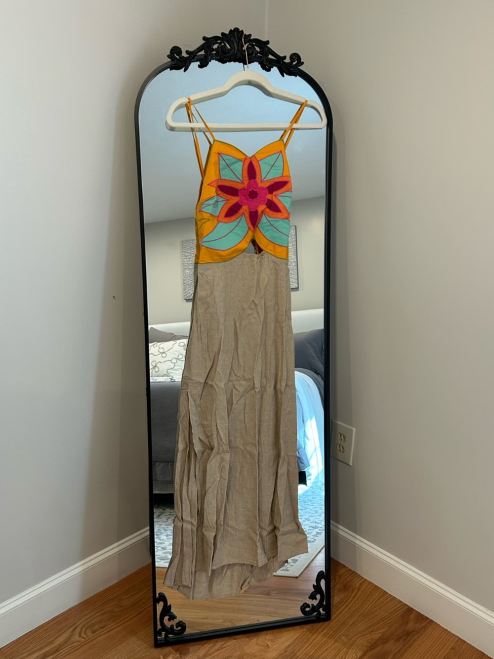 Bohemian Maxi Dress with Yellow Floral Bodice